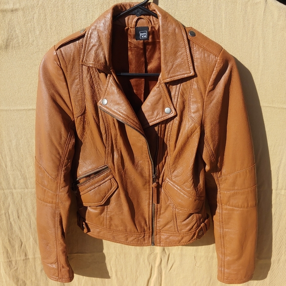 Tan 100% Sheep Leather Retro Boho Jacket - Picture 2 of 5